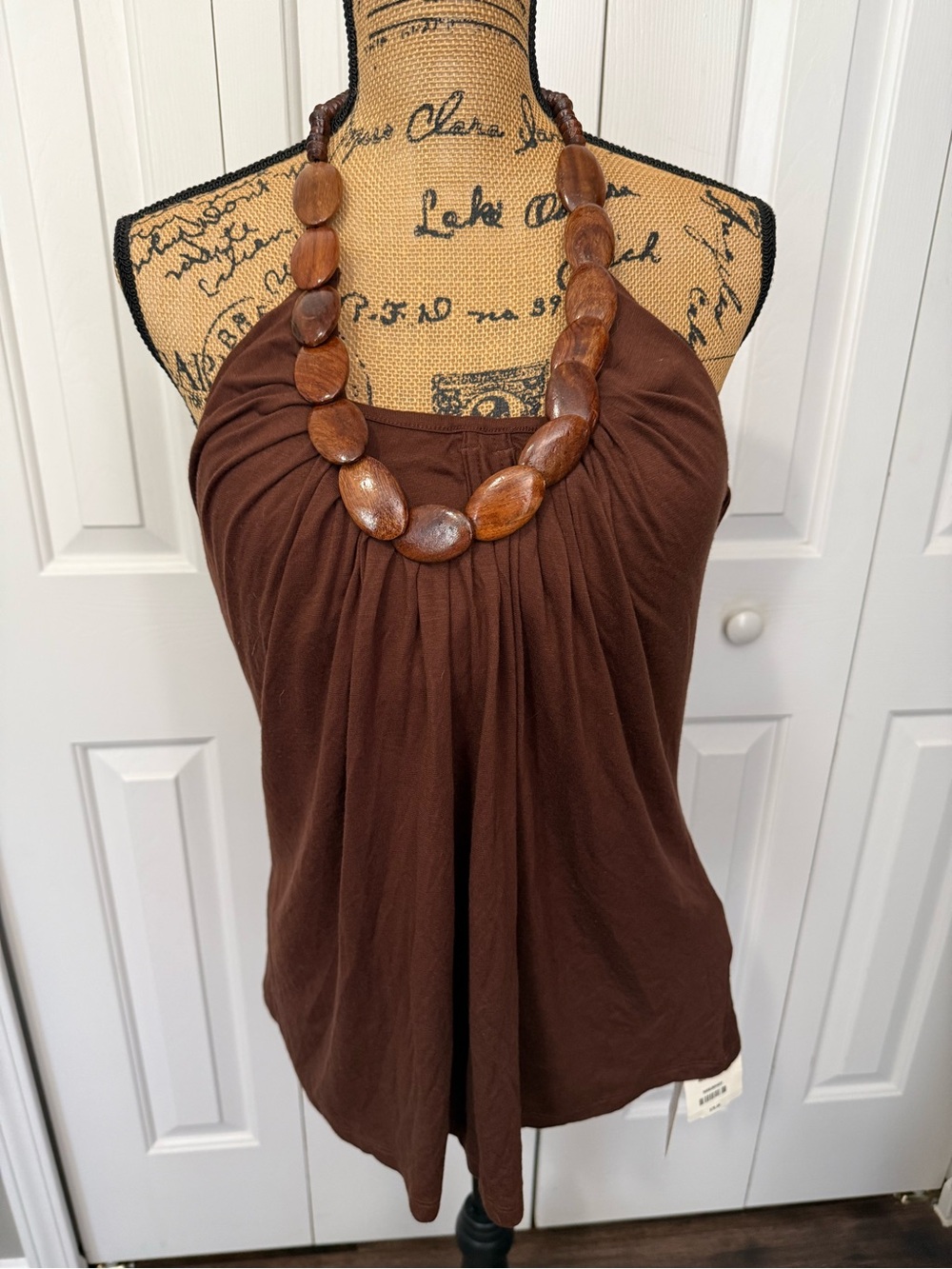 BNWT Soft Surroundings Brown Gathered Halter Camisole